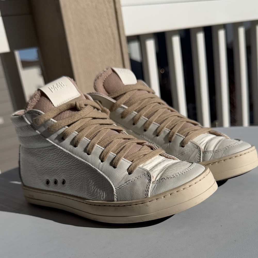 P448 Skate Mid-Top Medusa Sneakers in White-gravel-Sz EU 37-US 6.5-7